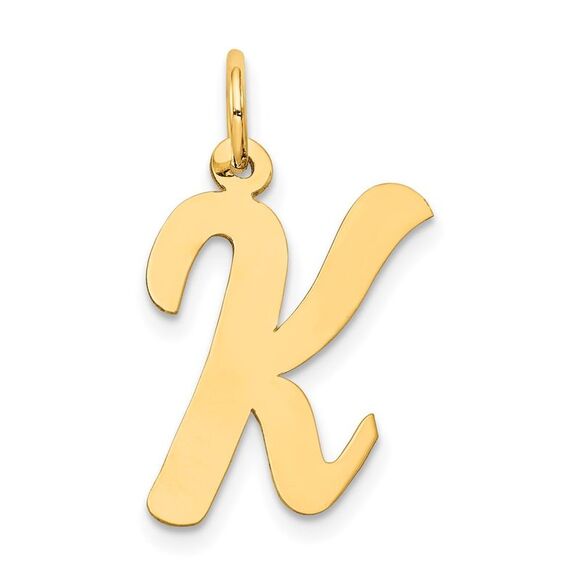 14k Yellow Gold Madison Collection LG Classic Script Initial K Pendant - Picture 1 of 5